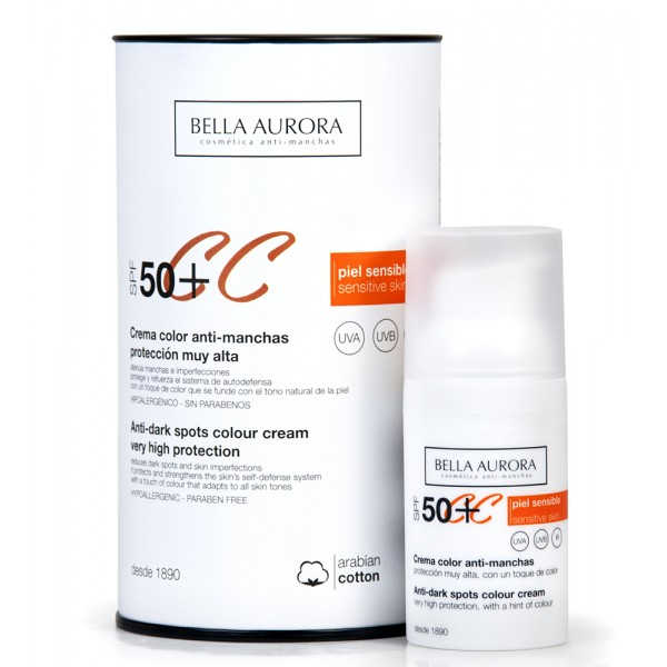 Bella Aurora CC Cream 50+ Piel Sensible (Protectora con un Toque de Color)